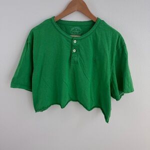 American Eagle Cropped Henley Tee